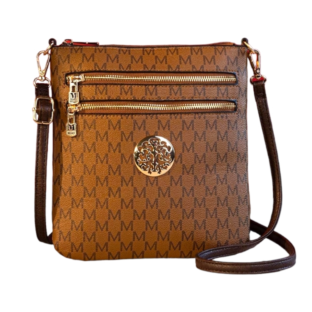Montana West Designer Monogram Vegan Leather Crossbody Shoulder Bag SALE 20% OFF - Picture 2 of 7